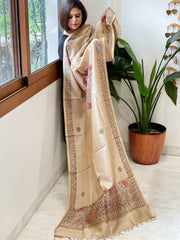 Handpainted Madhubani Dupatta in Pure Chanderi Silk