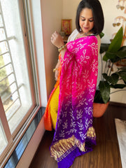 Rai Bandhej Saree in Pure Gajji Silk