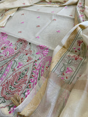 Dupatta Set with Thread Embroidery in Chanderi cotton