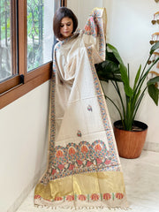 Handpainted Madhubani Dupatta in Pure Chanderi Silk