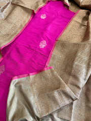 Purplish Pink Designer Handwoven Kadwa Banarasi Suit Set in Pure Silk
