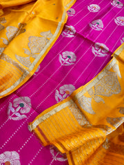 Pink Designer Handwoven Kadwa Banarasi Suit Set in Pure Silk