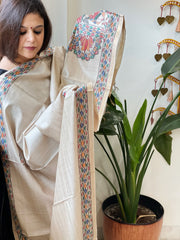 Handpainted Madhubani Dupatta in Pure Chanderi Silk