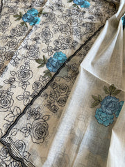 Suit Set with Thread Embroidery in Chanderi