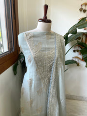 Dull Green Gota Applique Suit Set in Pure Mul Chanderi