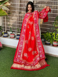 Bandhani Dupatta with Gotapatti Handwork with Zari Pallu in Pure Silk