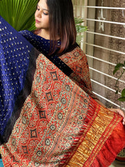 Bandhani with Ajrakh and Zari Pallu Dupatta in Silk