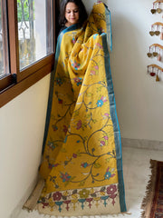 Handpainted Kalamkari Dupatta in Chennuri Silk