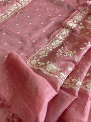 Suit Set with Thread Embroidery in Pure Tussar Silk