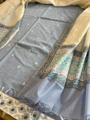 Blue Handwoven Suit Sets in Pure Cotton