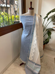 Blue Handwoven Suit Sets in Pure Cotton