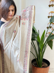 Handpainted Madhubani Dupatta in Pure Chanderi Silk