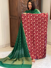 Maroon Designer Handwoven Kadwa Banarasi Suit Set in Pure Silk