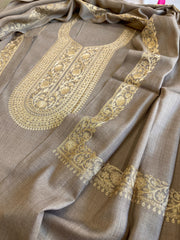Dark Toosh Winter Suit Set with Aari Work in Pashmina Wool