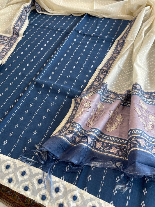Indigo Handwoven Suit Sets in Pure Cotton