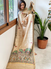 Handpainted Madhubani Dupatta in Pure Chanderi Silk