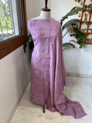 Purple Mul chanderi Suit Set With Knot & Sequin Handwork