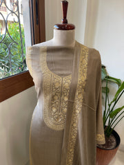 Dark Toosh Winter Suit Set with Aari Work in Pashmina Wool