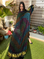 Black Kodi Bandhej Dupatta in Gajji Silk