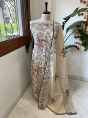 Suit Set with Thread Embroidery in Chanderi