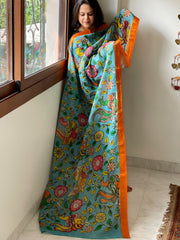Handpainted Kalamkari Dupatta in Chennuri Silk