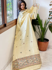 Handpainted Madhubani Dupatta in Pure Chanderi Silk