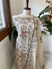 Suit Set with Thread Embroidery in Chanderi