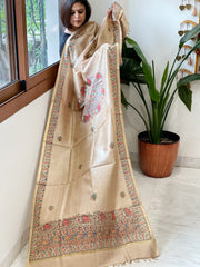 Handpainted Madhubani Dupatta in Pure Chanderi Silk