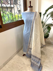 Blue Handwoven Suit Sets in Pure Cotton