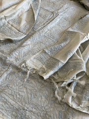 Greenish grey Suit Set with Lucknowi Handwork in Pure Tussar Silk