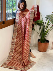 Maroon Woven Bandhej Banarasi Dupatta in Fine Georgette with Pearl, Sequin, Dabka Work