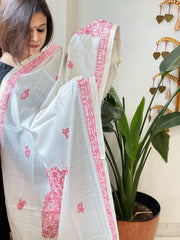 Handpainted Madhubani Dupatta in Pure Chanderi Silk