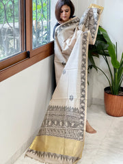 Handpainted Madhubani Dupatta in Pure Chanderi Silk
