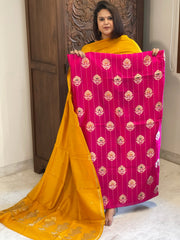 Pink Designer Handwoven Kadwa Banarasi Suit Set in Pure Silk