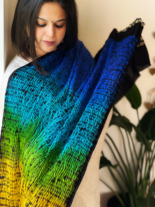 Shibori Tie Dye Dupatta in Gajji Silk