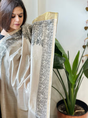 Handpainted Madhubani Dupatta in Pure Chanderi Silk