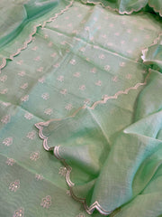 Sea Green Suit Set with Gold Thread & Sequin Work in Pure Mul