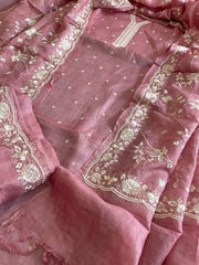 Suit Set with Thread Embroidery in Pure Tussar Silk