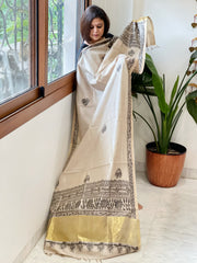 Handpainted Madhubani Dupatta in Pure Chanderi Silk