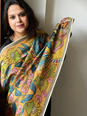 Handpainted Kalamkari Dupatta in Chanderi Silk