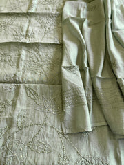 Dusty Green Mul chanderi Suit Set With Knot & Sequin Handwork
