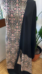 Black Winter Suit Set with Aari Work in Pashmina Wool