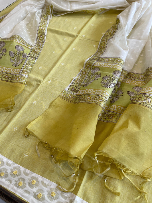 Lemon Yellow Handwoven Suit Sets in Pure Cotton