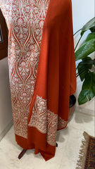 Rust Winter Suit Set with Aari Work in Pashmina Wool