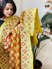 Handmade Sindhi Kadhai with Real Mirror Handwork Dupatta in Pure Silk