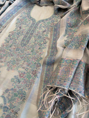 Lite Blue Suit Set with Handwoven Kaani and Zari in Pure Silk