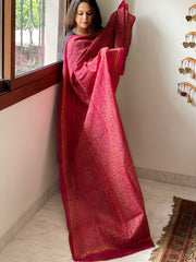 Pink Handmade Kantha Dupatta in Silk