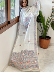 Handpainted Madhubani Dupatta in Pure Chanderi Silk