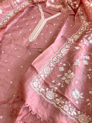 Suit Set with Thread Embroidery in Pure Tussar Silk