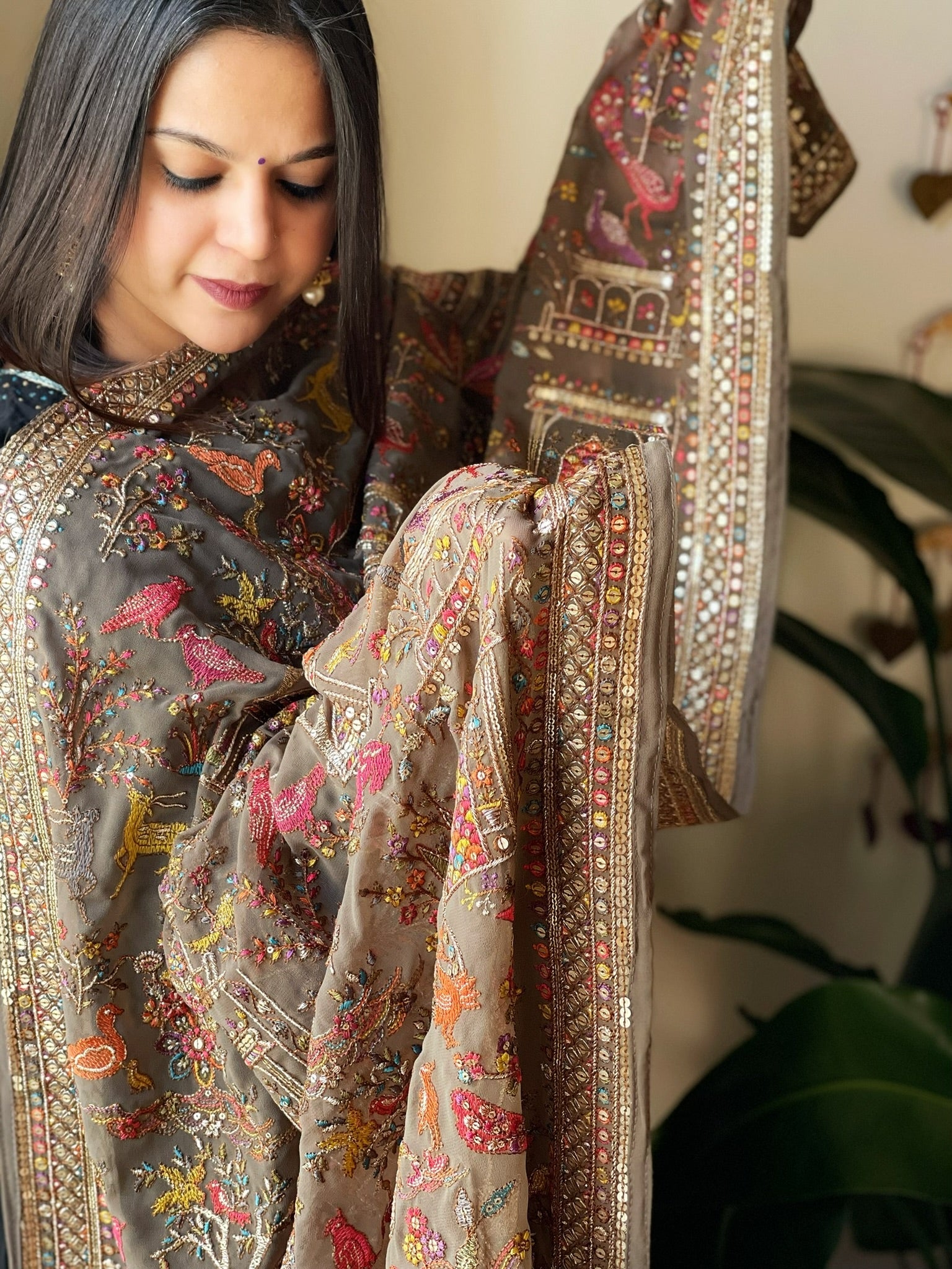 Georgette Dupatta with Thread & Sequin Embroidery
